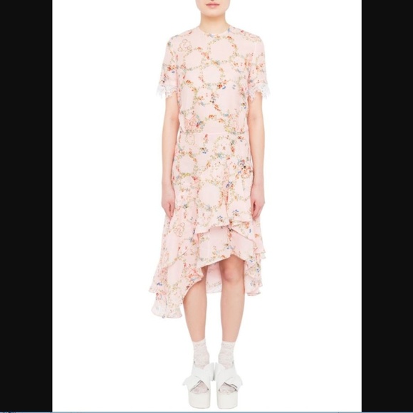Preen Asymmetrical Blue Floral Lace Midi Dress - Picture 1 of 5